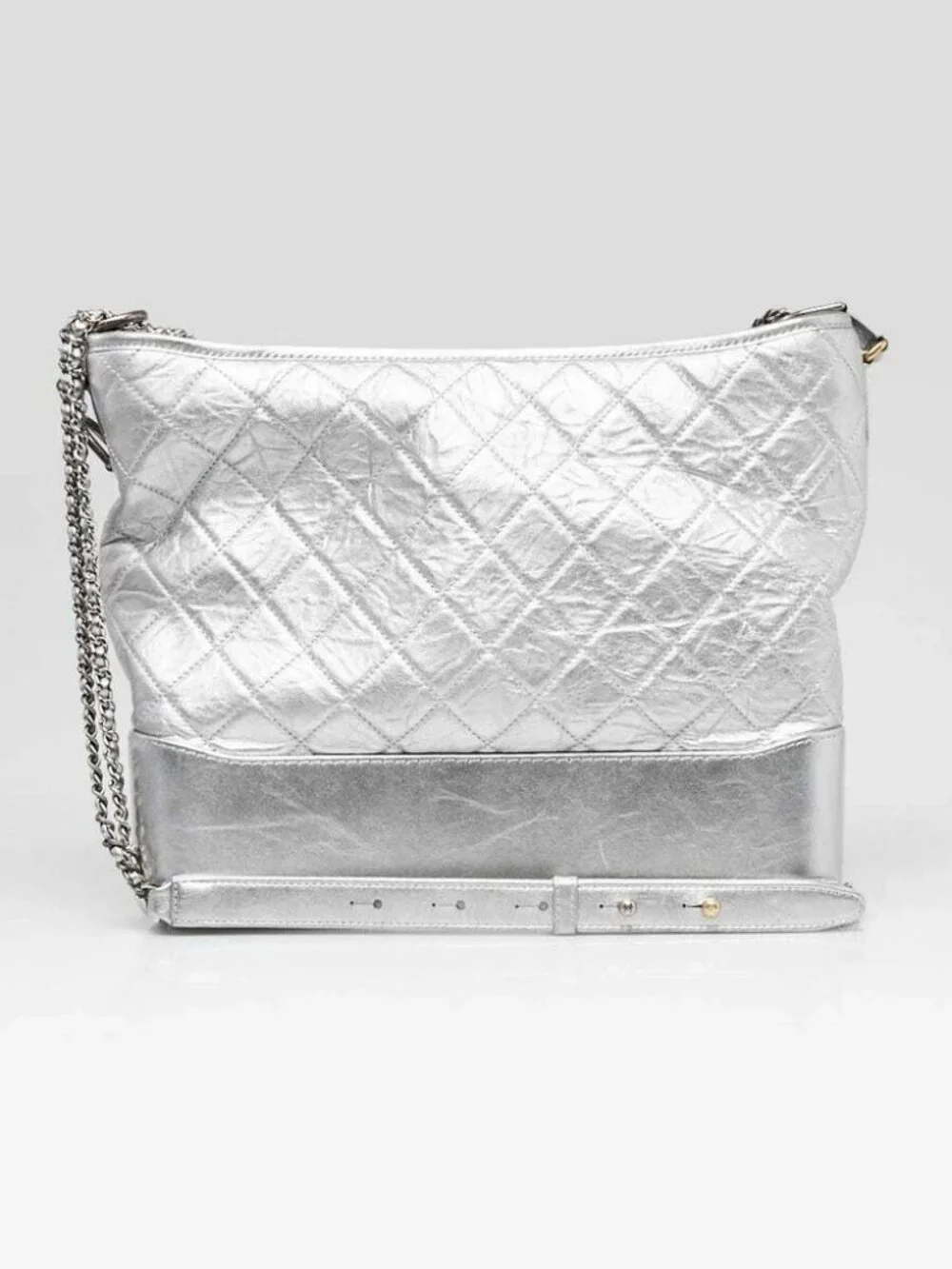 Chanel Silver Quilted Calfskin Leather Gabrielle Large Hobo Bag